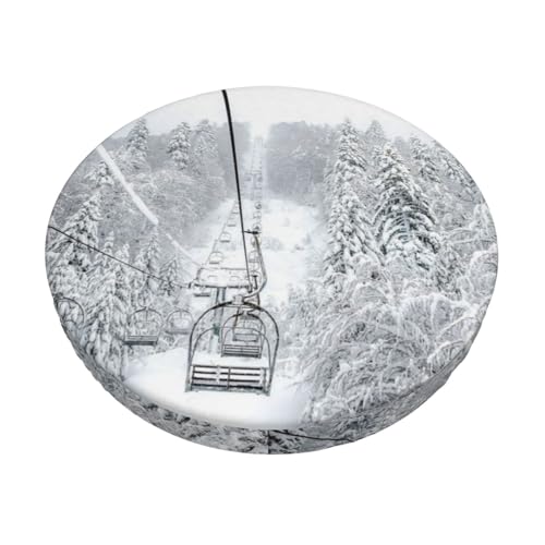 FZGGWYHL Winter Old Cable Ski Lift Print Round Bar Chair Cushion Cover Washable Chair Protective Cover FZGGWYHL Winter Old Cable Ski Lift Print Round Bar Chair Cushion Cover Washable Chair Protective Cover von FZGGWYHL