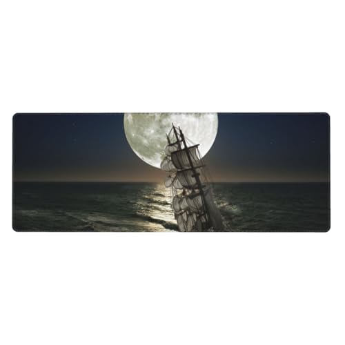Fzggwyhl Bedrucktes Mauspad mit Segelschiff im Sturm, Schreibtisch-Schutzunterlage, Tastatur-Pad von FZGGWYHL