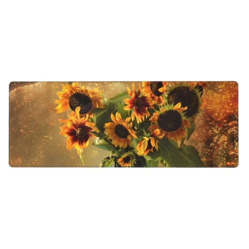 Fzggwyhl Mauspad mit Sonnenblumen-Motiv, Schreibtisch-Schutzunterlage, Tastatur-Pad von FZGGWYHL
