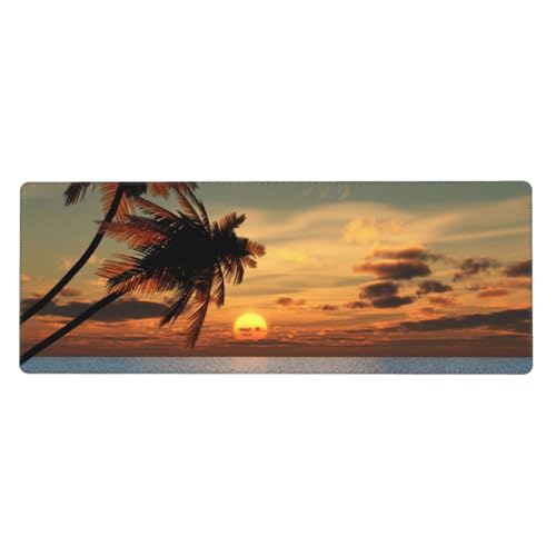 Fzggwyhl Mauspad mit Sonnenuntergang, Palme, Ozean, bedruckt, Schreibtisch-Schutzunterlage, Tastatur-Pad von FZGGWYHL