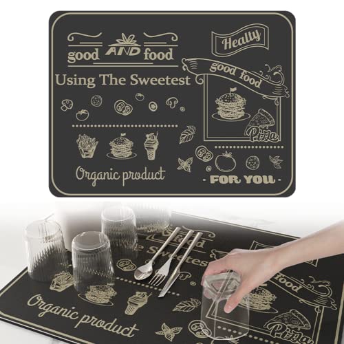 FZHOME Kaffeematte, Carbon Schwarz, Kaffeestation-Zubehör, Küchentheke, Abtropfmatte für Küche, Theke, Kaffee, Bar-Zubehör, Küchenzubehör, 39 x 29 cm von FZHOME