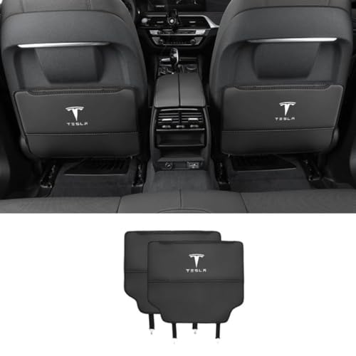 FZKUDZLD Autositzlehne Kickschutz für Tesla Model Y 2021-2023,Anti-Kick-Pad-Organizer Rückenlehnenschutz und verschleißfester Organizer,A-Black von FZKUDZLD