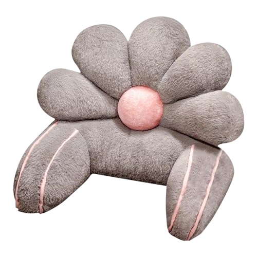 FZKun Lesekissen Mit Armstütze - Blumen Kunstpelz Rückenstützkissen Zum Aufsitzen Im Bett Zum Entspannen Fernsehen Spielen Waschbarer Bezug (50 * 40cm,Grau) von FZKun