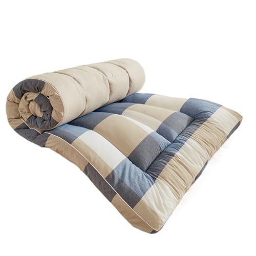 Futon-Matratze, leichte Isomatte, Bodenbett, aufrollbare Matratze mit weicher Kissenunterstützung für Gästezimmer, Nickerchen, Schlafsaal, Reisen (Blau, 120 x 200 cm) von FZKun