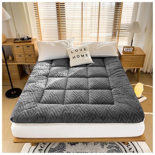 Futon-Matratze – Faltbare Isomatte im japanischen Stil, weiche Schaumstoffauflage für gemütliche Erholung, warmes Bettkissen für Winterwohnheim, Tatami-Boden (Grau, 150 x 200 cm) von FZKun