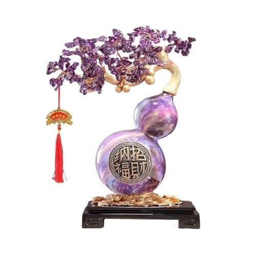 FZL02068LM Deko Home Fortune Tree Ornament, Amethyst mit Kürbis Wohnzimmer Eingangsbereich Weinkühler Handwerk Feng Shui von FZL02068LM