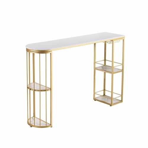 FZL02068LM Flurtisch Einfacher offener Stehtisch aus Marmor mit Aufbewahrungslicht, luxuriöser Trennwandschrank, Küchen-Esstisch Schmal Konsolentisch(Weiß,180 * 40 * 105cm) von FZL02068LM