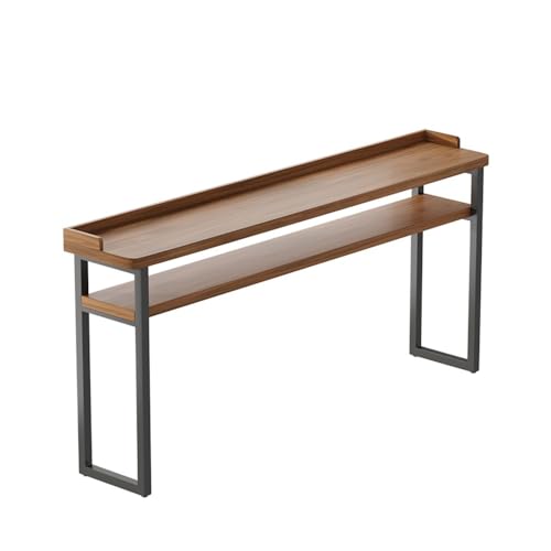 FZL02068LM Flurtisch Home Doppelschicht-Stehtisch mit Schallwand, rechteckiger Stehtisch for Küche und Esszimmer, Wohnzimmer Schmal Konsolentisch(200 * 40 * 105cm) von FZL02068LM