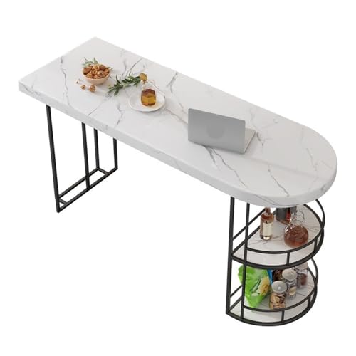 FZL02068LM Flurtisch Leichter Luxus-Stehtisch aus Marmor mit doppeltem Stauraum, Wohnzimmer-Trennwand, Insel-Stehtisch Schmal Konsolentisch(Schwarz,140 * 45 * 100cm) von FZL02068LM