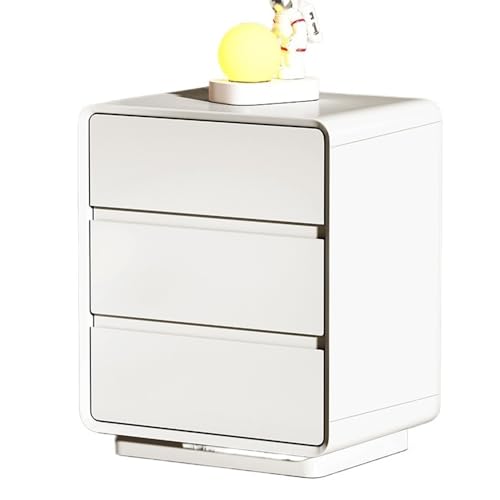 FZL02068LM Nachttisch Weißer Nachttisch mit DREI Schubladen, for Zuhause, Wohnzimmer, Schlafzimmer, Arbeitszimmer, Kleiner Lagerschrank, Holz Nachttische(Mittel) von FZL02068LM