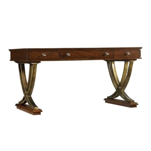 FZL02068LM PC-Tisch Chefschreibtisch aus Massivholz mit Schubladen, rustikaler Home-Office-Schreibtisch Stauraum for Studium und Arbeit, Walnussbraun Schreibtisch(M) von FZL02068LM