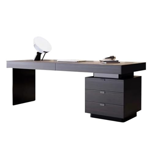 FZL02068LM PC-Tisch Moderner Chefschreibtisch in Rauchfarbe mit Schubladen, Schreibtisch-Arbeitsplatz aus Massivholz for das Home Office Schreibtisch(M) von FZL02068LM