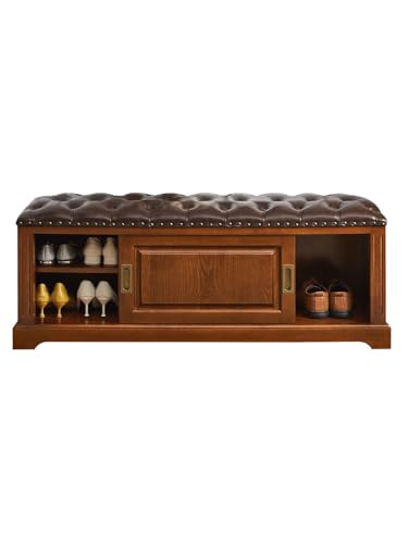 FZL02068LM Schuhschrank mit Sitzbank Schuhwechselbank kann sitzen und Schuhe tragen Bank Haustür Massivholz multifunktionale Eingangsveranda Lagerung Schuhregal mit Sitzbank(100cm) von FZL02068LM