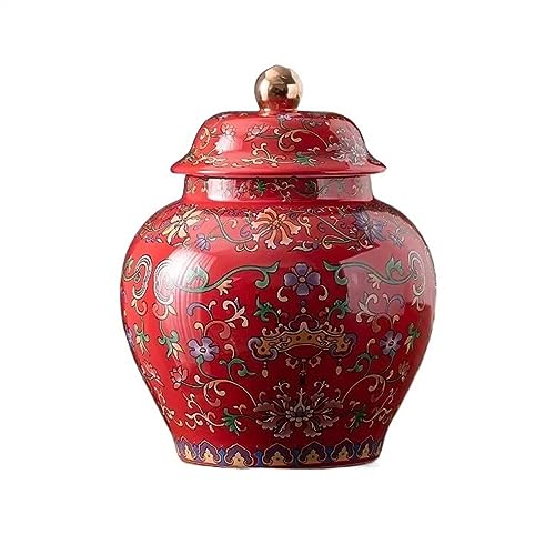 FZL02068LM Teedosen für Losen Tee Luxuriöse klassische Emaille-Teekanne aus Keramik, groß, schwarzer Tee, grüner, Versiegelungsglas, Haushalts-Vorratsglas Teedose Luftdicht(Red) von FZL02068LM