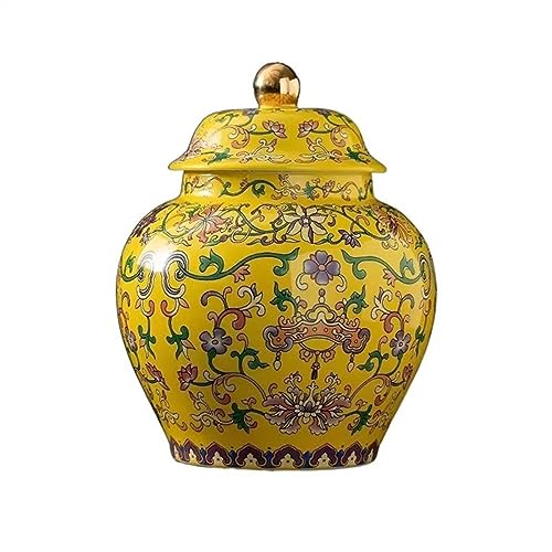 FZL02068LM Teedosen für Losen Tee Luxuriöse klassische Emaille-Teekanne aus Keramik, groß, schwarzer Tee, grüner, Versiegelungsglas, Haushalts-Vorratsglas Teedose Luftdicht(Yellow) von FZL02068LM