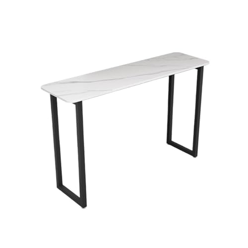 Flurtisch Heller Luxus-Stehtisch aus Steinplatten, moderner rechteckiger Pub-Höhentisch mit stabilem Metallrahmen Schmal Konsolentisch(Groß) von FZL02068LM