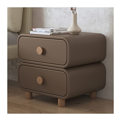 Nachttisch Holz-Nachttische mit 2 Schubladen, Vintage-Kaffee-Nachttisch aus Kunstleder mit Holzfuß, moderner Stil for Schlafzimmer, Aufbewahrungsmöbel, 19,6 Zoll hoch Nachttische(L40xD40xH50cm) von FZL02068LM