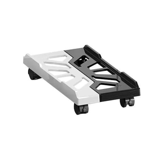 PC Stand Schwarz-weißer mobiler CPU-Ständer, Verstellbarer CPU-Tower-Ständer mit 4 Schwenkrädern, Untertisch-Ständer, belüfteter CPU-Host-Ständer PC Ständer(Black and White) von FZL02068LM