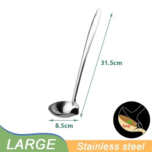 Schöpflöffel Edelstahl Filter Öl Löffel Öl Suppe Separator Haushalt Küche Kochen Filter Öl ablassen Suppe Öl Löffel Fett Separator for Fett lang(Groß) von FZL02068LM