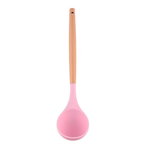 Schöpflöffel Küchenkellen mit Holzgriff – 4 Farben, Suppenkelle, Löffel, hitzebeständige Schöpflöffel, Koch- und Servierlöffel for Suppe, Sauce, Chili, Soße, Salat lang(Pink) von FZL02068LM