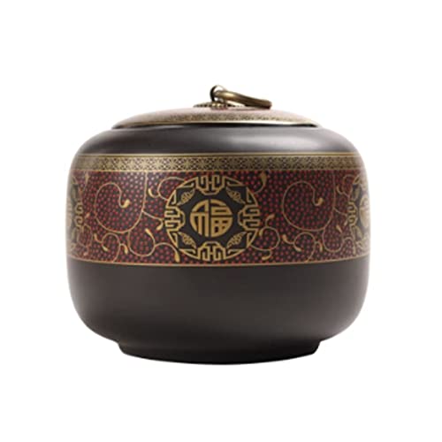 Teedose Chinesischen Retro Stil Dekor Porzellan Teedose Vintage Keramik Lose Tee Container Zucker Süßigkeiten Ingwer Topf Kaffeebohnen Dosen für Heimdekoration, Braun Teekanne(Red,Groß von FZL02068LM