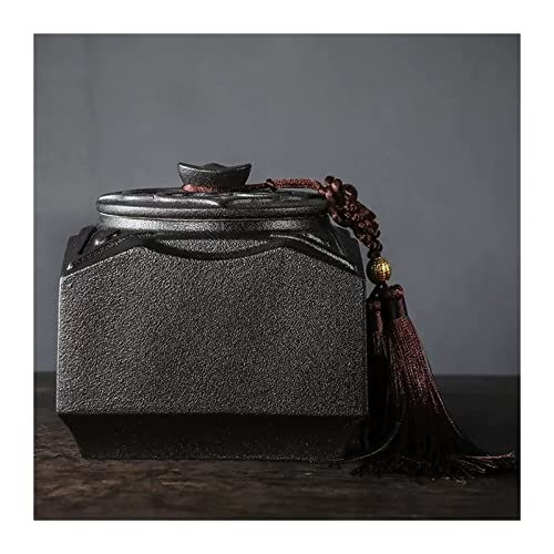 Teekanne Chinesischen Vintage Glücklich Reichte Tee Lagerung Behälter Hause Keramik Lebensmittel Elegante Wohnkultur Geschenk mit Pinsel Dekoration Teekanne(Schwarz) von FZL02068LM