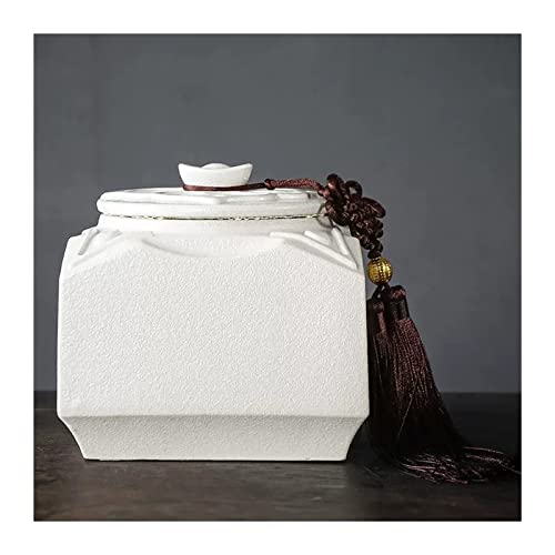 Teekanne Chinesischen Vintage Glücklich Reichte Tee Lagerung Behälter Hause Keramik Lebensmittel Elegante Wohnkultur Geschenk mit Pinsel Dekoration Teekanne(Weiß) von FZL02068LM