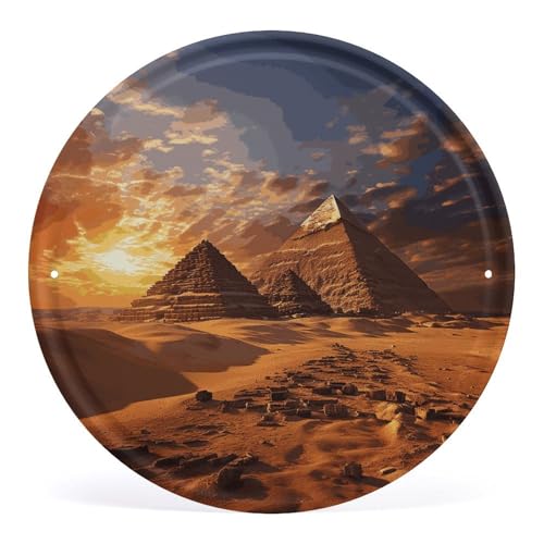 FZMVSQH Wandbild, Ägyptische Pyramiden, bedruckt, kreisförmig, Eisen, zum Aufhängen, Wandkunst, Dekoration für Schlafzimmer, Wohnzimmer, Badezimmer, Dekoration, Eisenmalerei, 30 x 29 cm FZMVSQH Wandbild, Ägyptische Pyramiden, bedruckt, kreisförmig, Eisen, zum Aufhängen, Wandkunst, Dekoration für Schlafzimmer, Wohnzimmer, Badezimmer, Dekoration, Eisenmalerei, 30 x 29 cm von FZMVSQH