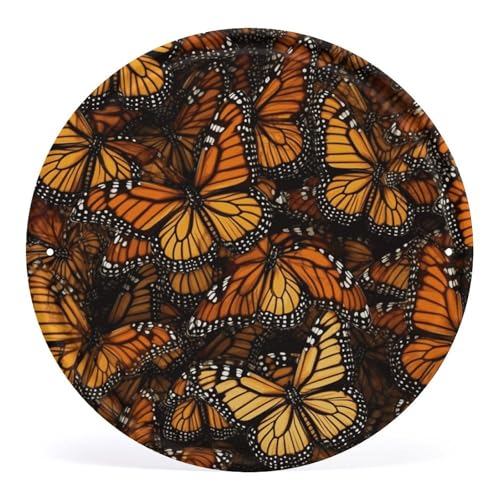 FZMVSQH Wandbild, Motiv: Haufen von orangefarbenen Monarch-Schmetterlingen, bedruckt, rund, Eisen, zum Aufhängen, Wandkunst, Dekoration für Schlafzimmer, Wohnzimmer, Badezimmer, Dekoration, FZMVSQH Wandbild, Motiv: Haufen von orangefarbenen Monarch-Schmetterlingen, bedruckt, rund, Eisen, zum Aufhängen, Wandkunst, Dekoration für Schlafzimmer, Wohnzimmer, Badezimmer, Dekoration, von FZMVSQH
