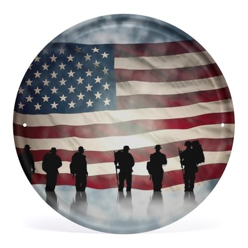 FZMVSQH Wandbild, Motiv: amerikanische Flagge, Veteranentag, bedruckt, rund, Eisen, zum Aufhängen, Wandkunst, Dekoration für Schlafzimmer, Wohnzimmer, Badezimmer, Dekoration, Eisenmalerei, 30 x 29 cm FZMVSQH Wandbild, Motiv: amerikanische Flagge, Veteranentag, bedruckt, rund, Eisen, zum Aufhängen, Wandkunst, Dekoration für Schlafzimmer, Wohnzimmer, Badezimmer, Dekoration, Eisenmalerei, 30 x 29 cm von FZMVSQH