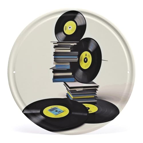 FZMVSQH Wandbild, Vinyl-Schallplatten und Bänder, bedruckt, kreisförmig, Eisen, zum Aufhängen, Wandkunst, Dekoration für Schlafzimmer, Wohnzimmer, Badezimmer, Dekoration, Eisenmalerei, 30 x 29 cm FZMVSQH Wandbild, Vinyl-Schallplatten und Bänder, bedruckt, kreisförmig, Eisen, zum Aufhängen, Wandkunst, Dekoration für Schlafzimmer, Wohnzimmer, Badezimmer, Dekoration, Eisenmalerei, 30 x 29 cm von FZMVSQH