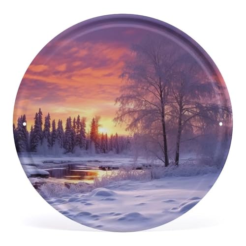 FZMVSQH Wandbild, Winterlandschaft, bedruckt, kreisförmig, Eisen, zum Aufhängen, Wandkunst, Dekoration für Schlafzimmer, Wohnzimmer, Badezimmer, Dekoration, Eisenmalerei, 30 x 29 cm FZMVSQH Wandbild, Winterlandschaft, bedruckt, kreisförmig, Eisen, zum Aufhängen, Wandkunst, Dekoration für Schlafzimmer, Wohnzimmer, Badezimmer, Dekoration, Eisenmalerei, 30 x 29 cm von FZMVSQH