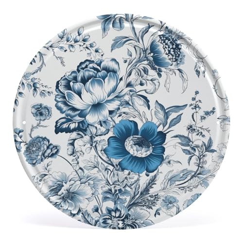 FZMVSQH Wandbild, blaues und weißes Blumenmuster, bedruckt, kreisförmig, Eisen, zum Aufhängen, Wandkunst, Dekoration für Schlafzimmer, Wohnzimmer, Badezimmer, Dekoration, Eisenmalerei, 30 x 29 cm FZMVSQH Wandbild, blaues und weißes Blumenmuster, bedruckt, kreisförmig, Eisen, zum Aufhängen, Wandkunst, Dekoration für Schlafzimmer, Wohnzimmer, Badezimmer, Dekoration, Eisenmalerei, 30 x 29 cm von FZMVSQH