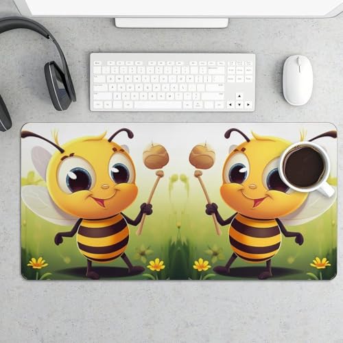 Großes Mauspad, Bienen-Schreibtischunterlage, wasserdicht, Schreibtischunterlage für Tastatur und Maus, rutschfeste Gummiunterseite, Schreibtischmatte, Gaming-Mauspad, für Büro, Zuhause, 30 x 60 cm von FZMVSQH