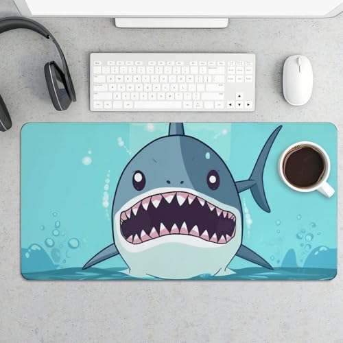 Großes Mauspad, Cartoon-Hai, schwimmend im Wasser, Schreibtischunterlage, wasserdicht, Schreibtischunterlage für Tastatur und Maus, rutschfeste Gummiunterseite, Schreibtischmatte, Gaming-Mauspad, für Großes Mauspad, Cartoon-Hai, schwimmend im Wasser, Schreibtischunterlage, wasserdicht, Schreibtischunterlage für Tastatur und Maus, rutschfeste Gummiunterseite, Schreibtischmatte, Gaming-Mauspad, für von FZMVSQH