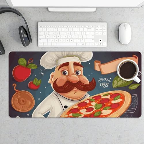 Großes Mauspad, Koch-Pizza-Schreibtischunterlage, wasserdicht, Schreibtischunterlage für Tastatur und Maus, rutschfeste Gummiunterseite, Schreibtischmatte, Gaming-Mauspad, für Büro, Zuhause, 30 x 60 von FZMVSQH
