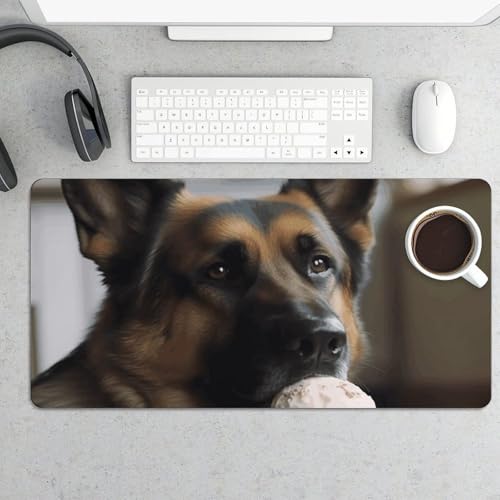 Großes Mauspad, Motiv: Hund, der Eis mag, Schreibtischunterlage, wasserdicht, Schreibtischunterlage für Tastatur und Maus, rutschfeste Gummiunterseite, Schreibtischmatte, Gaming-Mauspad, für Büro von FZMVSQH