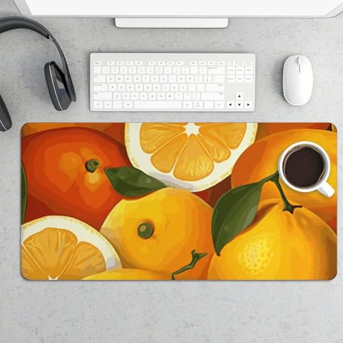 Großes Mauspad, Orangen und Zitronen, Schreibtischunterlage, wasserdicht, Schreibtischunterlage für Tastatur und Maus, rutschfeste Gummiunterseite, Schreibtischmatte, Gaming-Mauspad, für Büro, Zuhause von FZMVSQH