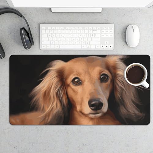 Großes Mauspad, langhaariger Dackel-Schreibtischunterlage, wasserdicht, Schreibtischunterlage für Tastatur und Maus, rutschfeste Gummiunterseite, Schreibtischmatte, Gaming-Mauspad, für Büro, Zuhause Großes Mauspad, langhaariger Dackel-Schreibtischunterlage, wasserdicht, Schreibtischunterlage für Tastatur und Maus, rutschfeste Gummiunterseite, Schreibtischmatte, Gaming-Mauspad, für Büro, Zuhause von FZMVSQH