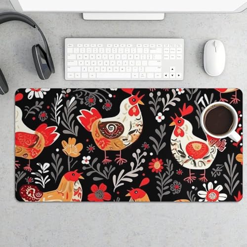 Großes Mauspad, niedlicher Hahn, Schreibtischunterlage, Schutz, wasserdichte Schreibtischunterlage für Tastatur und Maus, rutschfeste Gummiunterseite, Schreibtischmatte, Gaming-Mauspad, für Büro von FZMVSQH