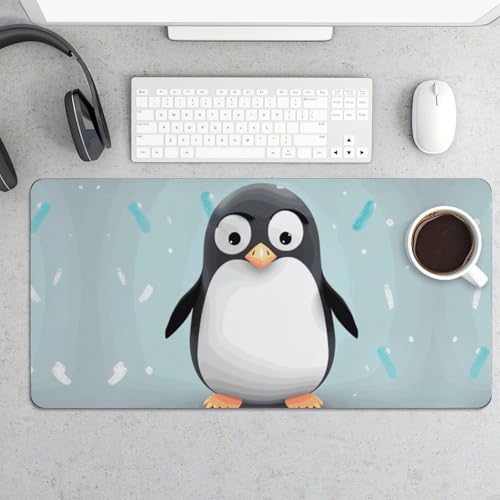 Großes Mauspad, niedlicher Pinguin-Schreibtischunterlage, wasserdicht, Schreibtischunterlage für Tastatur und Maus, rutschfeste Gummiunterseite, Schreibtischmatte, Gaming-Mauspad, für Büro, Zuhause von FZMVSQH