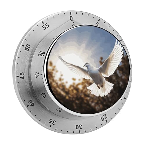 Mechanischer Küchentimer, Motiv: Weiße Taube fliegt in der Sonne, manueller 60-Minuten-Aufzieh-Timer, lauter Timer für Schwerhörigkeit, keine Batterien erforderlich, Countdown-Timer zum Kochen Mechanischer Küchentimer, Motiv: Weiße Taube fliegt in der Sonne, manueller 60-Minuten-Aufzieh-Timer, lauter Timer für Schwerhörigkeit, keine Batterien erforderlich, Countdown-Timer zum Kochen von FZMVSQH