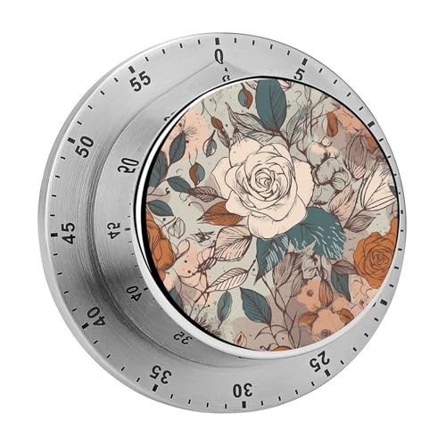 Mechanischer Küchentimer mit Retro-Blumenmuster, manuelle 60-Minuten-Aufzieh-Timer, lauter Timer für Schwerhörigkeit, keine Batterien erforderlich, Countdown-Timer zum Kochen, Klassenzimmer Mechanischer Küchentimer mit Retro-Blumenmuster, manuelle 60-Minuten-Aufzieh-Timer, lauter Timer für Schwerhörigkeit, keine Batterien erforderlich, Countdown-Timer zum Kochen, Klassenzimmer von FZMVSQH