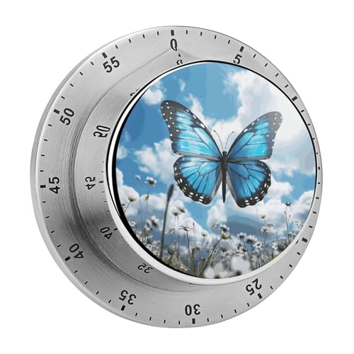 Mechanischer Küchentimer mit blauem Schmetterling und Wolken, manueller 60-Minuten-Aufzieh-Timer, lauter Timer für Schwerhörigkeit, keine Batterien erforderlich, Countdown-Timer zum Kochen Mechanischer Küchentimer mit blauem Schmetterling und Wolken, manueller 60-Minuten-Aufzieh-Timer, lauter Timer für Schwerhörigkeit, keine Batterien erforderlich, Countdown-Timer zum Kochen von FZMVSQH