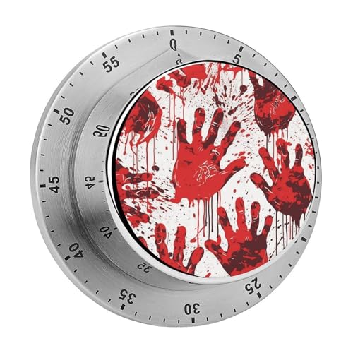 Mechanischer Küchentimer mit blutigen Handabdrücken, manueller 60-Minuten-Aufzieh-Timer, lauter Timer für Schwerhörigkeit, keine Batterien erforderlich, Countdown-Timer zum Kochen, Klassenzimmer Mechanischer Küchentimer mit blutigen Handabdrücken, manueller 60-Minuten-Aufzieh-Timer, lauter Timer für Schwerhörigkeit, keine Batterien erforderlich, Countdown-Timer zum Kochen, Klassenzimmer von FZMVSQH