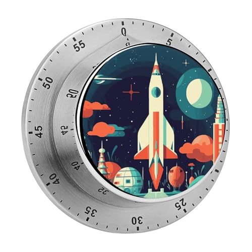 Rakete im Weltraum Mechanischer Küchentimer Manueller 60-Minuten-Aufzieh-Timer, lauter Timer für Schwerhörigkeit, keine Batterien erforderlich, Countdown-Timer zum Kochen, Klassenzimmer, Fitnessstudio Rakete im Weltraum Mechanischer Küchentimer Manueller 60-Minuten-Aufzieh-Timer, lauter Timer für Schwerhörigkeit, keine Batterien erforderlich, Countdown-Timer zum Kochen, Klassenzimmer, Fitnessstudio von FZMVSQH