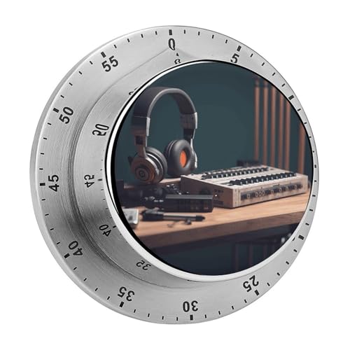 Recorder mit Kopfhörern, mechanischer Küchentimer, manueller 60-Minuten-Aufzieh-Timer, lauter Timer für Schwerhörigkeit, keine Batterien erforderlich, Countdown-Timer zum Kochen, Klassenzimmer von FZMVSQH