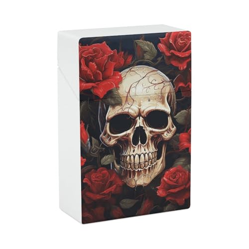 Zigarettenetui mit Totenkopf-Motiv, wasserdicht, Kunststoff, Vintage-Zigarettenetuis für Männer und Frauen, klein, lustiger Zigarettenhalter für normale 85 mm, King-Size, 20 Kapazität Zigarettenetui mit Totenkopf-Motiv, wasserdicht, Kunststoff, Vintage-Zigarettenetuis für Männer und Frauen, klein, lustiger Zigarettenhalter für normale 85 mm, King-Size, 20 Kapazität von FZMVSQH