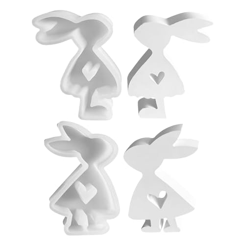 2 Stück Silikonform Ostern - Gießformen Hase Zum Gießen Von Beton, Gips Und Kerzen - Osterhase Gießform von FZQBEY