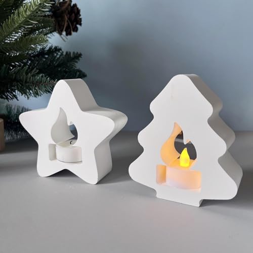 2 Stück Silikonformen Gießformen Weihnachten, Silikonform Weihnachten Stern Weihnachtsbaum Teelichthalter Silikonform Kerzenhalter Gießformen Silikon Gips Giessformen Silikon Gießform Weihnachten (A) 2 Stück Silikonformen Gießformen Weihnachten, Silikonform Weihnachten Stern Weihnachtsbaum Teelichthalter Silikonform Kerzenhalter Gießformen Silikon Gips Giessformen Silikon Gießform Weihnachten (A) von FZQBEY
